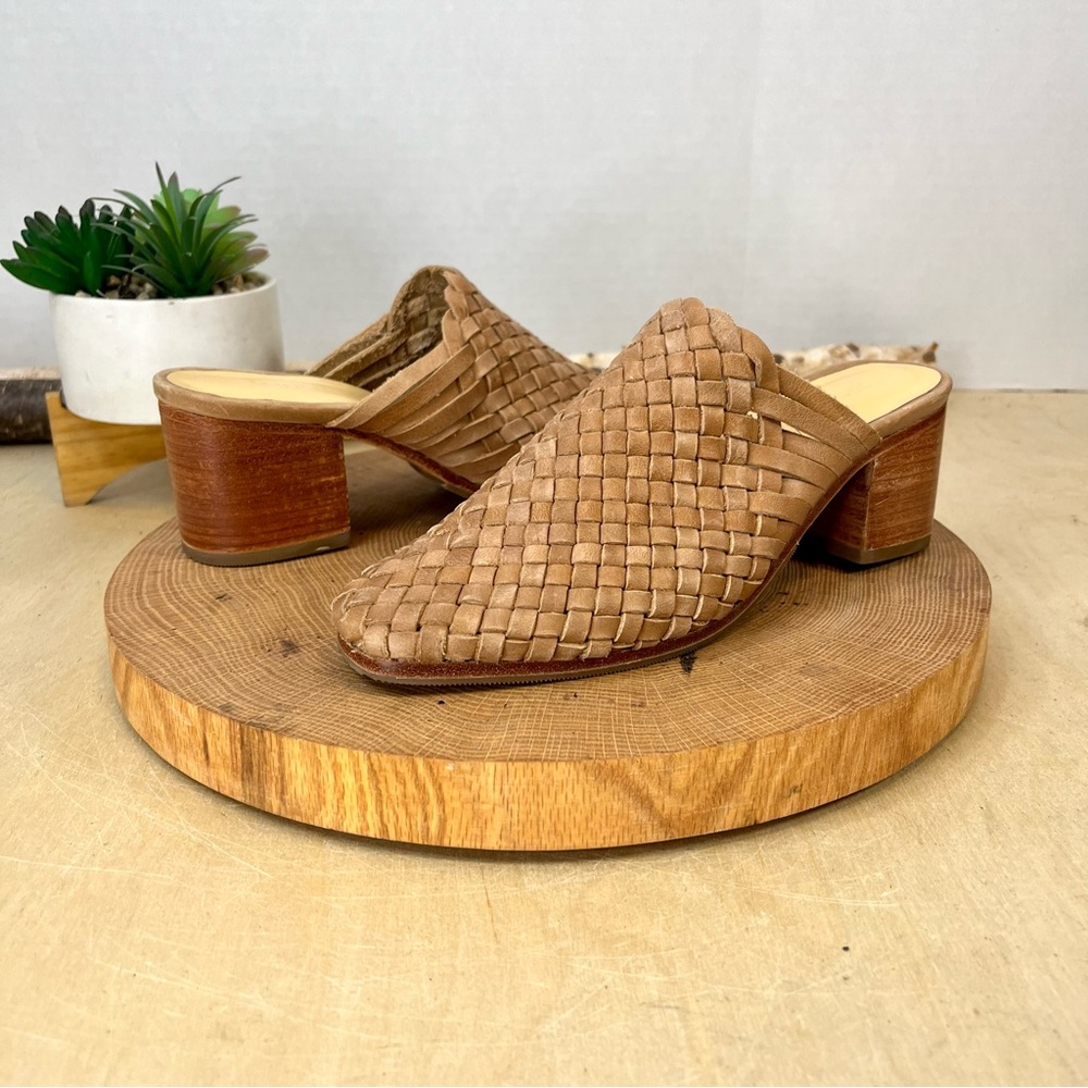 NWOB Nisolo All-Day Woven Heeled Mules Tan Leather Size 6.5 - Picture 13 of 15